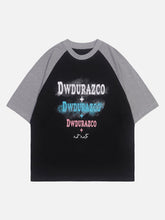 Patchwork-T-Shirt mit Buchstabendruck