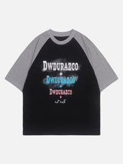 Patchwork-T-Shirt mit Buchstabendruck