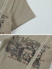 Letter Printing Zip Tee