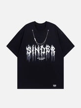 Letter Shadow Chain Decoration Tee