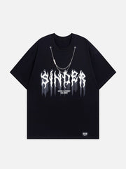 Letter Shadow Chain Decoration Tee