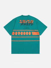 T-Shirt mit Buchstaben-Streifen und Kontrast-Print