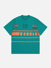 T-shirt à imprimé contrasté et rayures