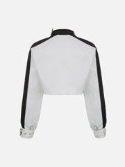 Patchworkjacken mit Schriftzug-Print