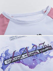 T-shirt patchwork à imprimé lettrage