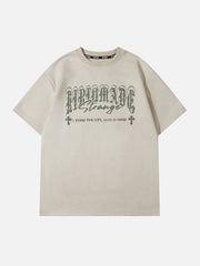 T-Shirt mit Buchstaben und Mond-Grafik