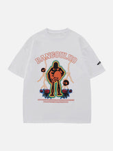 T-Shirt mit Blitz-Skelett-Print