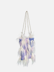 Sac bandoulière à franges en peluche lilas