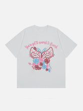 T-Shirt mit Blumen- und Schmetterlings-Print