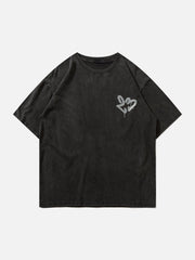 Line Letters Print Washed Tee