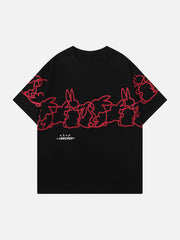 T-Shirt mit Line Rabbit-Print
