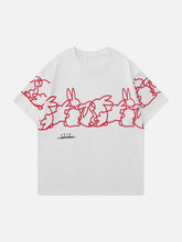 T-Shirt mit Line Rabbit-Print