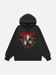 Logo Lock Mask Man Print Fleece Hoodie - 1778