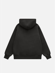 Logo Lock Mask Man Print Fleece Hoodie - 1778