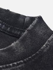 Lockeres, gewaschenes T-Shirt mit geripptem Retro-Print