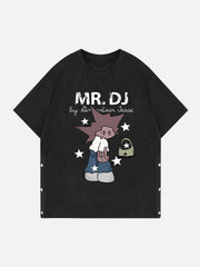 Loose Suede Split Print T-shirt