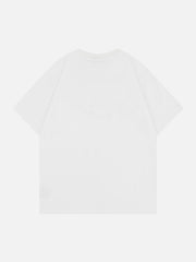 Loose Suede Split Print T-shirt