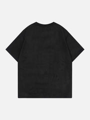 Loose Suede Split Print T-shirt