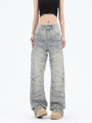Loose Wide Leg Cat Whisker Jeans - 1809