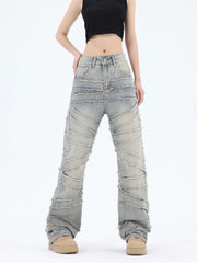 Loose Wide Leg Cat Whisker Jeans - 1809