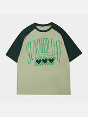 Patchwork-T-Shirt mit Love-Heart-Print