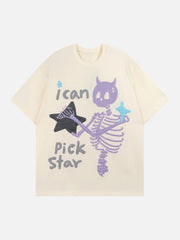 Made – T-Shirt mit Retro-Totenkopf- und Buchstaben-Print