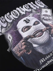 T-Shirt mit Aufdruck „Maskierter Gangster“ – 1533