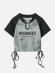 T-Shirt mit Metallschnalle und Buchstaben-Print