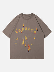 T-Shirt mit Meteoriten-Flammen-Print