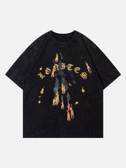 T-Shirt mit Meteoriten-Flammen-Print