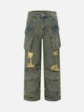 Multi-Pocket Workwear Loose Jeans - 1789