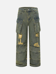 Multi-Pocket Workwear Loose Jeans - 1789