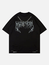 T-Shirt mit Halskette und Blitz-Print