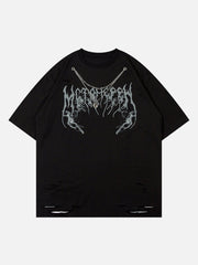 T-Shirt mit Halskette und Blitz-Print