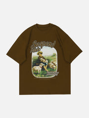 T-Shirt mit Ölgemälde-Elementen-Print