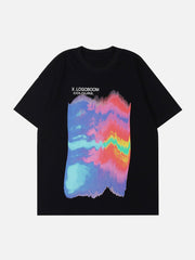 T-Shirt mit Ölgemälde-Regenbogen-Print