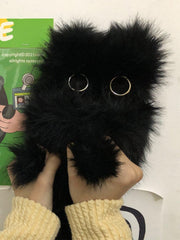 Portefeuille pour téléphone portable original en peluche noire Aloof Cat