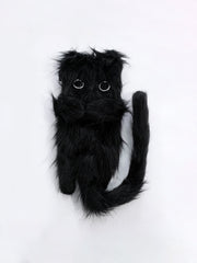 Portefeuille pour téléphone portable original en peluche noire Aloof Cat