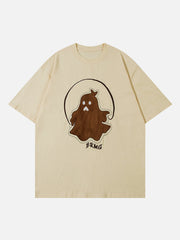 T-shirt à imprimé fantôme avec broderie patch