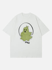 T-shirt à imprimé fantôme avec broderie patch