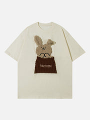T-shirt imprimé lapin avec broderie patch