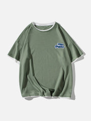 T-shirt à imprimé alphabet patchwork