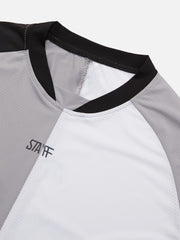 T-shirt à manches longues fonctionnel à séchage rapide et à couleurs contrastées en patchwork