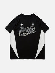 T-shirt étoile imprimé patchwork plastisol