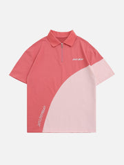 T-shirt à col polo patchwork