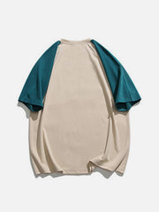 Patchwork Sleeve Sheep Print Tee
