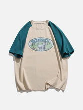 T-shirt à manches patchwork et imprimé mouton