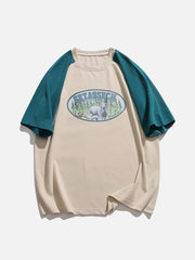 Patchwork Sleeve Sheep Print Tee