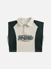 Polo sans manches patchwork