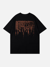 T-shirt à lettres croisées avec peinture écaillée